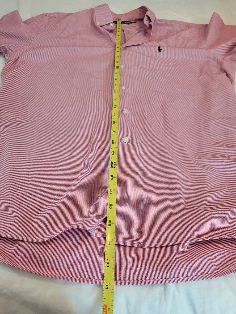 Vintage Ralph Lauren McMeel Shirt Men M Red/White Pinstriped Button down Cotton - Picture 10 of 14